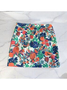 TALBOTS Citrus Tropical Print Stretch Skirt Size 14
